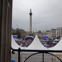 ナショナルギャラリーから撮影したトラファルガー広場のイベント