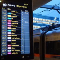 オスロ中央駅の時刻表。この時間空港行き特急は20分おき。