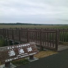 なかなか湖面が遠い湖です