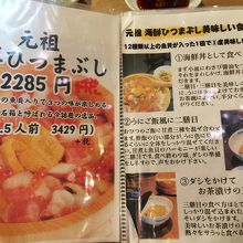 メニューです。