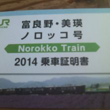 乗車証明書はこんな感じです（2014年版）