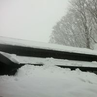 雪景色が窓の外に見えます