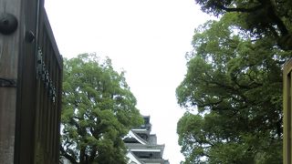 門の奥には、天守閣が見える