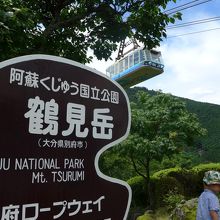 鶴見岳の案内板と最終のロープウエー