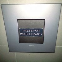 このスイッチで客室とシャワー室との間のガラスが白くなります。