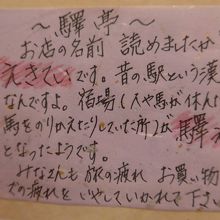 店名の説明書き