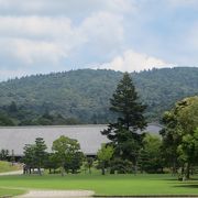 奈良公園に調和した天平時代を模した建物。