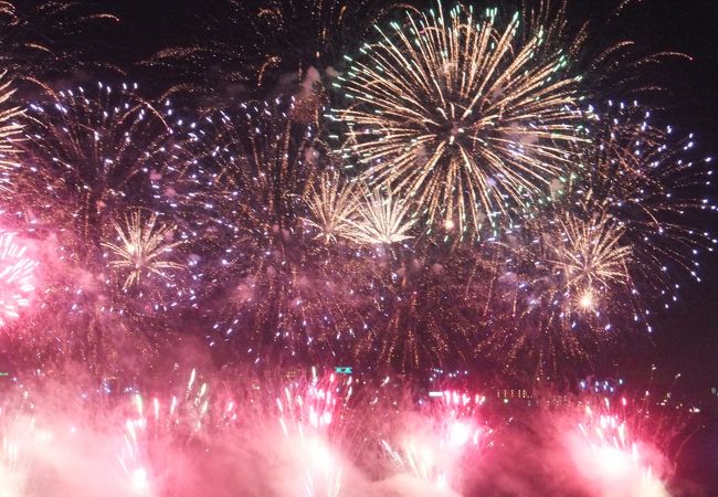 黄門祭りは千波湖の花火大会で始まります。