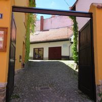 左が宿泊施設とレセプション、奥正面が朝食場