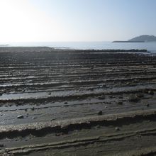 道の左右には「鬼の洗濯板」が広がります