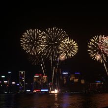 水面に映る花火はとてもきれいでした。