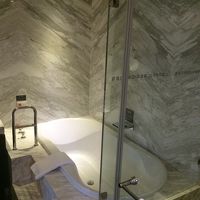 手前はシャワーブース。お湯もドバドバでるよ！