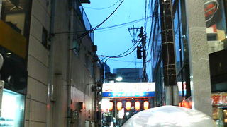 アーケード街の脇道に延びる昔ながらの飲み屋街