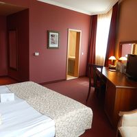 扇形の部屋で、広々。窓ははめ殺しです。