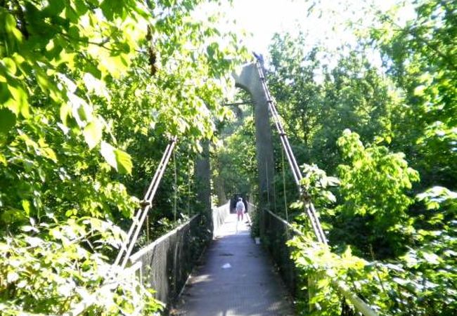 観光客が訪れない小さな吊り橋が、ツアレベッツ城砦の足元を流れるヤントラ川にひっそりと架かっている