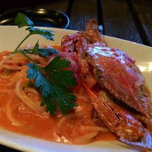 蟹のパスタ