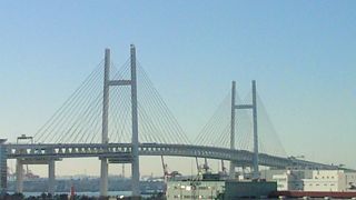 大黒埠頭と本牧埠頭を結ぶ吊り橋です。