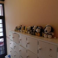 下駄箱にいるスヌーピーたち