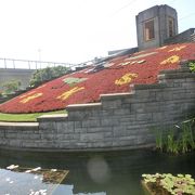 世界でも有数の大花時計。夏は見もの