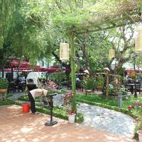 同じく中庭・・・朝食はここです