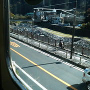 箱根の山あいから箱根登山鉄道に沿って流れる川