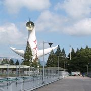 中央駐車場と太陽の塔の中間に位置する便利な駅