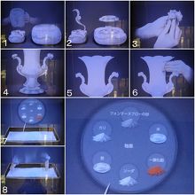 モニターによる作陶の解説を日本語で見られます。