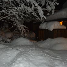 部屋の露天風呂から見た雪景色