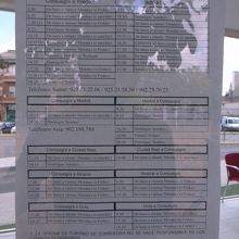インフォメーションセンターに張られていたバスの時刻表