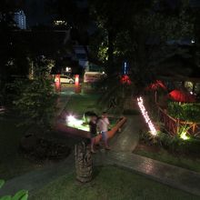 ２階から夜の庭園