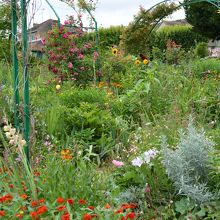 庭には色とりどりの花が