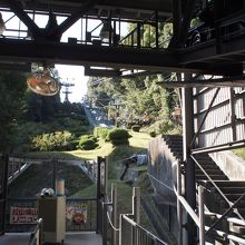 ロープウェイとリフト、両方の乗り場があります。