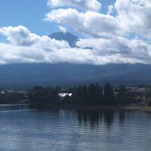 橋から眺める富士山の様子