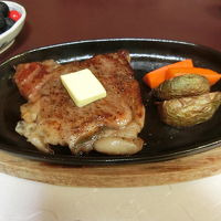 オプションの皆瀬牛ステーキ、やわらかくて美味しかった！