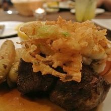 フィレ＆ロブスターはなぜかかきあげが乗っていました