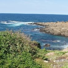 岬の左側の海。遊歩道は周回できるようになっている。