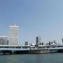 下流側から中之島西端 (西の剣先？) 付近の眺め