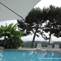 お庭のプールサイドから