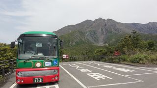 桜島の山を間近に