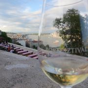 ワイングラス越しに覗くブダペストの街並み
