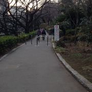 神田川沿いの細長い公園