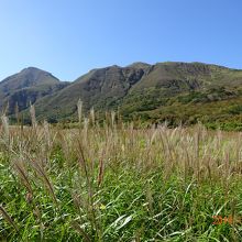 坊がつるから平治岳を望む。