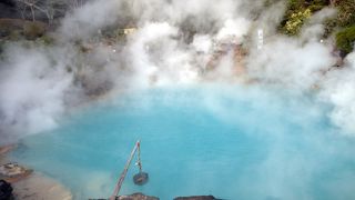 海地獄　地獄噴気利用温室　熱々の足湯