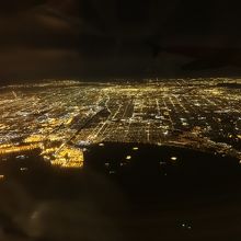 夜の便で見えたロスの夜景