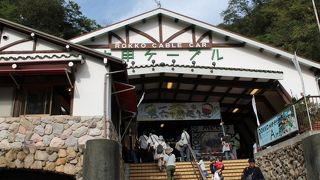 標高差500メートル 急な傾斜のケーブル