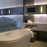 バスタブ正面にはテレビがはめ込まれていました