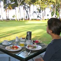 芝生の庭とビーチ
