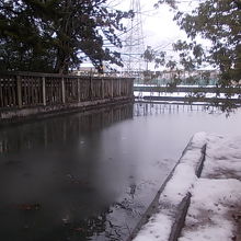 墓所を囲む様に配置されたお堀の様子