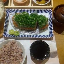 小ねぎたっぷりのおろしトンカツの定食