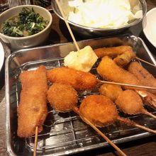揚げたて串カツ。野菜系が美味しかった！